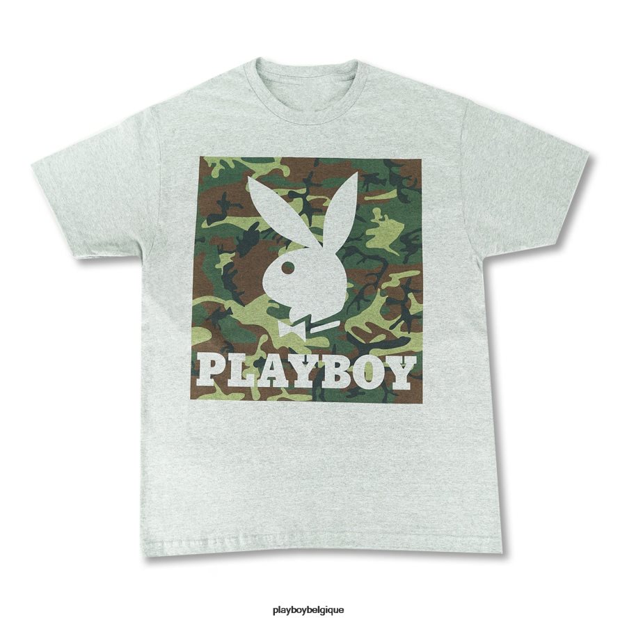 t-shirt gris camouflage Playboy vêtements original Hommes 224ZVZ134