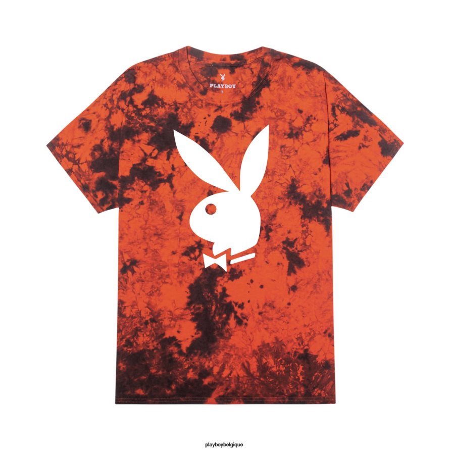 t-shirt grosse tête de lapin Playboy vêtements teinture de cravate noire et orange Hommes 224ZVZ258
