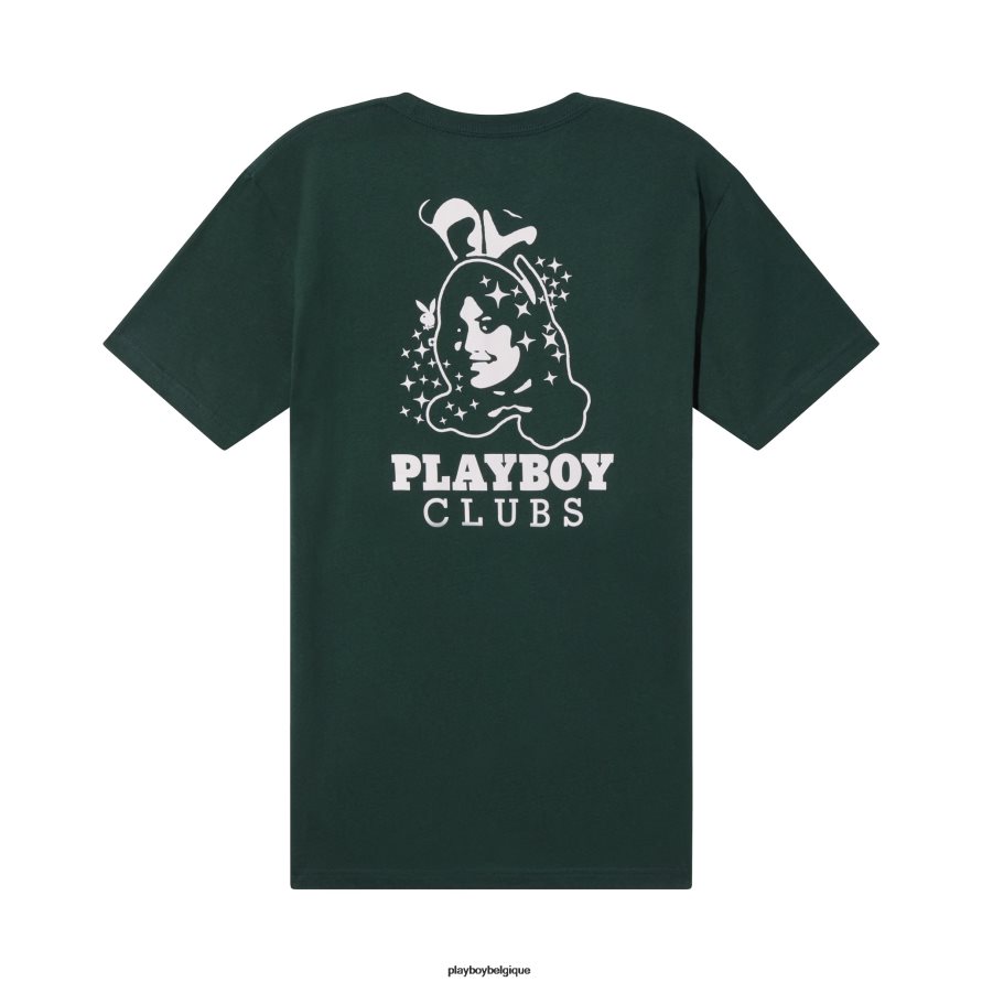 t-shirt lapin anniversaire Playboy vêtements vert avec du rose Hommes 224ZVZ276