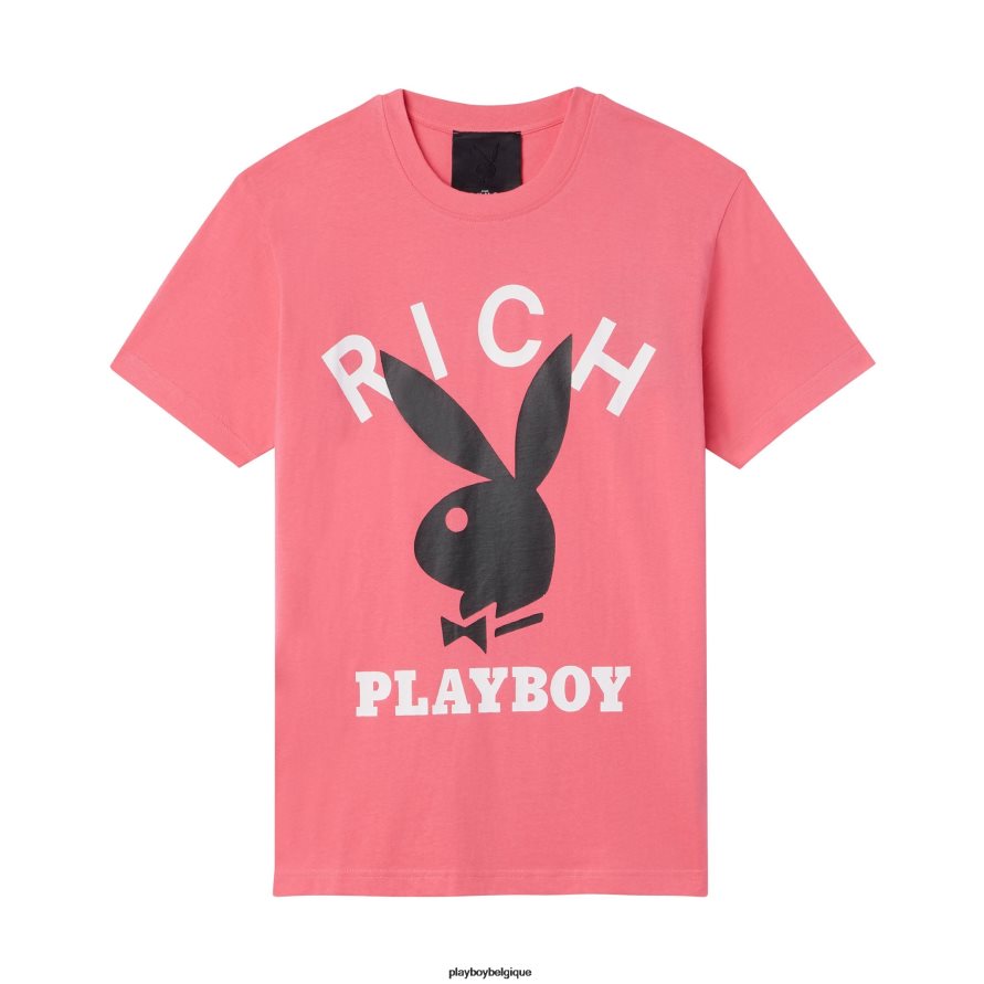 t-shirt à logo Playboy x John Richmond vêtements fuchsia Hommes 224ZVZ127
