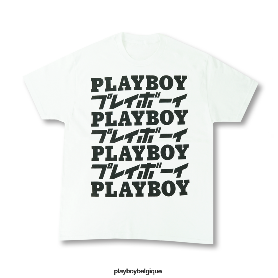 t-shirt à logo kanji masthead Playboy vêtements blanc Hommes 224ZVZ18