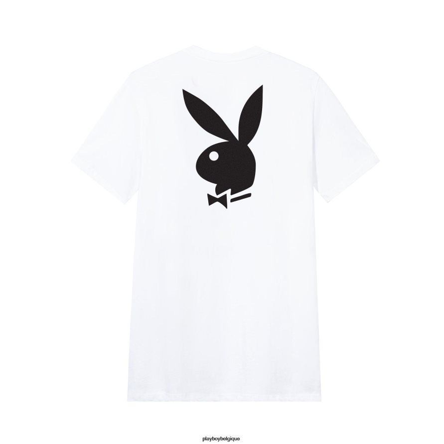 t-shirt à logo tête de lapin Playboy vêtements blanc avec du noir Hommes 224ZVZ52