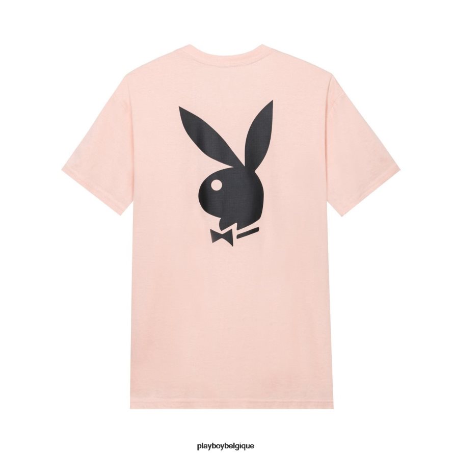 t-shirt à logo tête de lapin Playboy vêtements rose Hommes 224ZVZ53