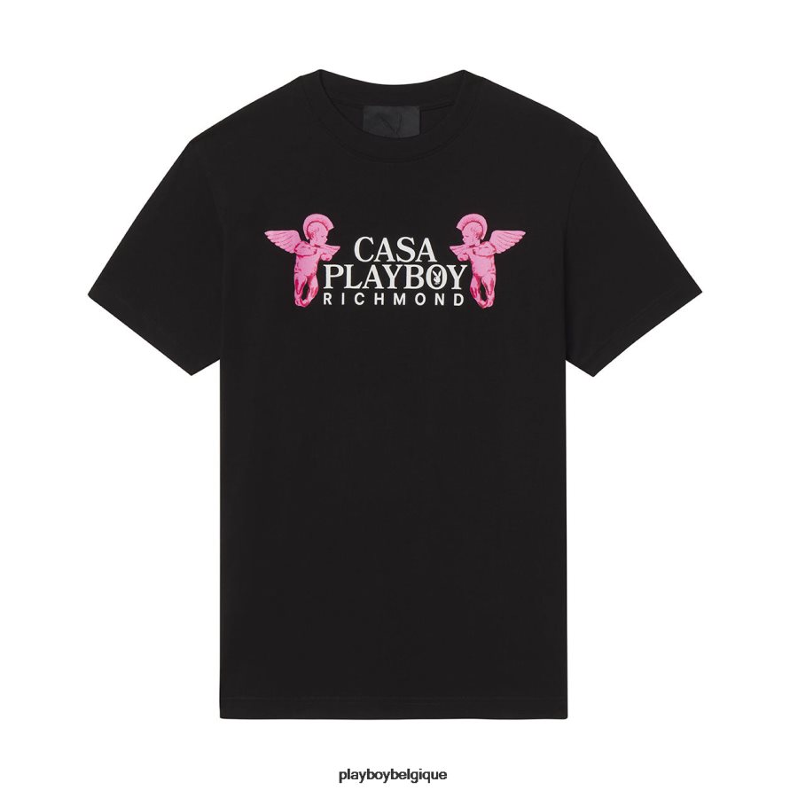 t-shirt maison Playboy x John Richmond vêtements noir Hommes 224ZVZ334