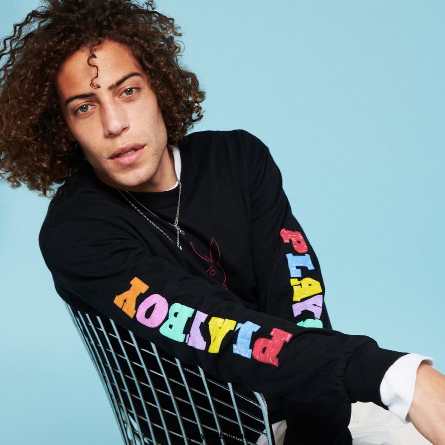 t-shirt à manches longues et color block Playboy vêtements original Hommes 224ZVZ332