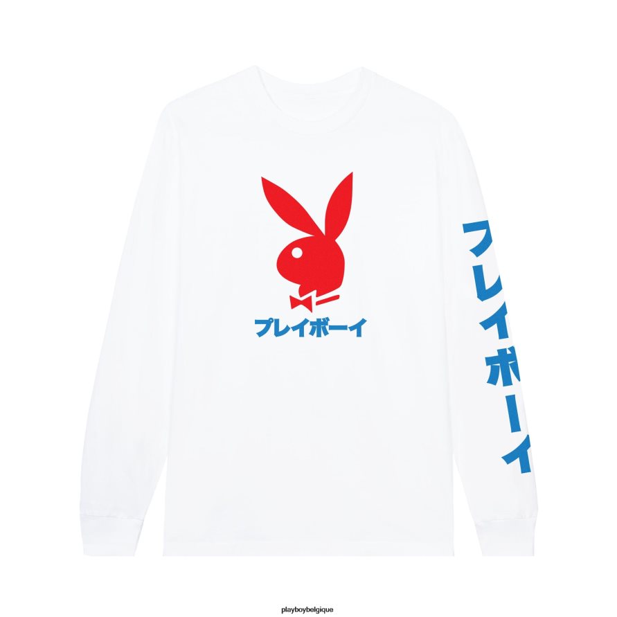 t-shirt à manches longues tête de lapin japonais Playboy vêtements blanc Hommes 224ZVZ120