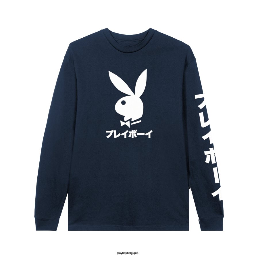 t-shirt à manches longues tête de lapin japonais Playboy vêtements marine Hommes 224ZVZ121