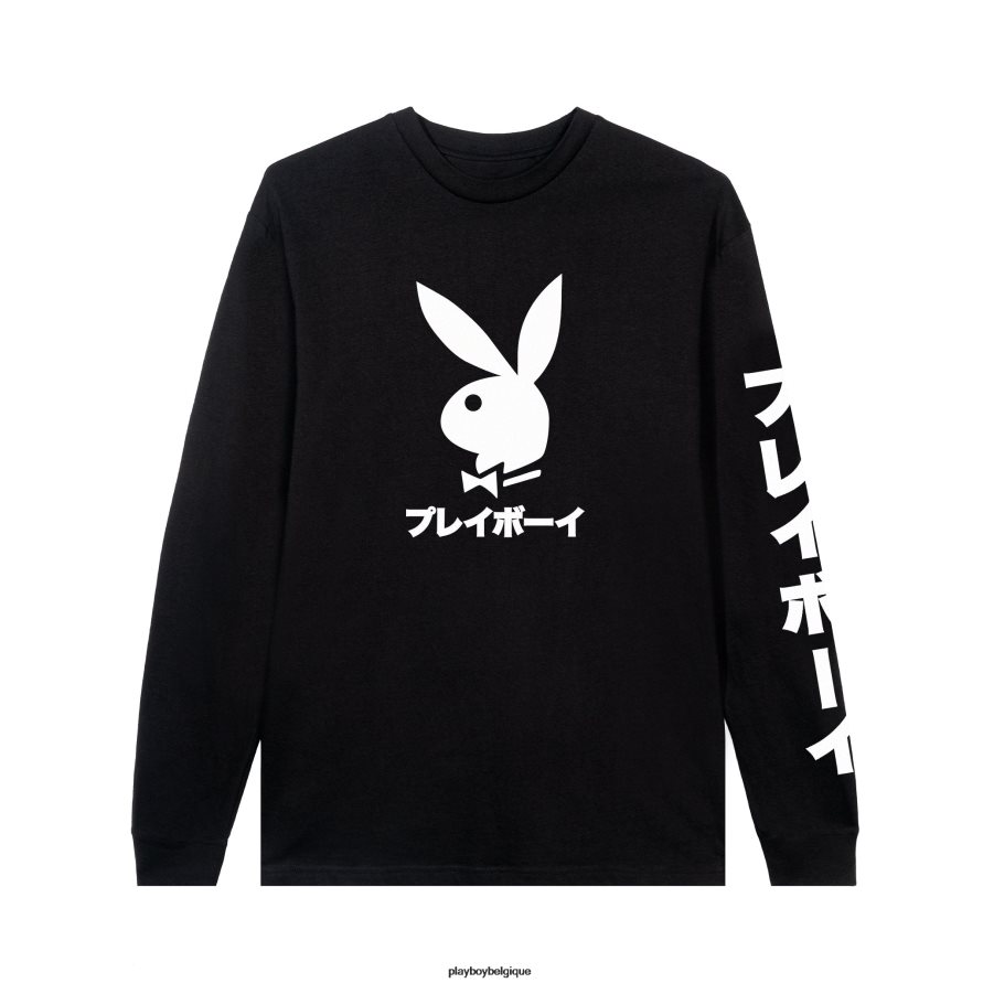 t-shirt à manches longues tête de lapin japonais Playboy vêtements noir Hommes 224ZVZ119