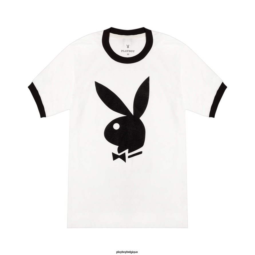 t-shirt à sonnerie classique Playboy vêtements blanc Hommes 224ZVZ126