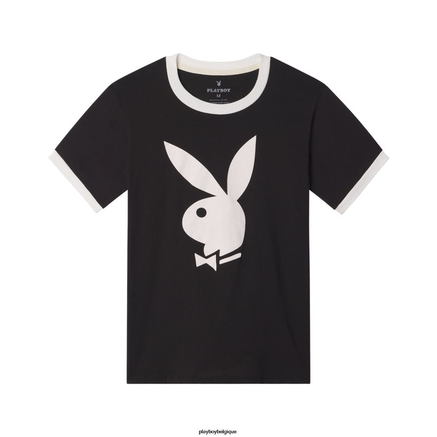 t-shirt à sonnerie classique Playboy vêtements noir Hommes 224ZVZ125