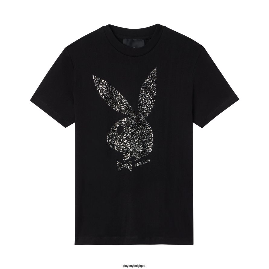 t-shirt tête de lapin en strass Playboy x John Richmond vêtements noir Hommes 224ZVZ289