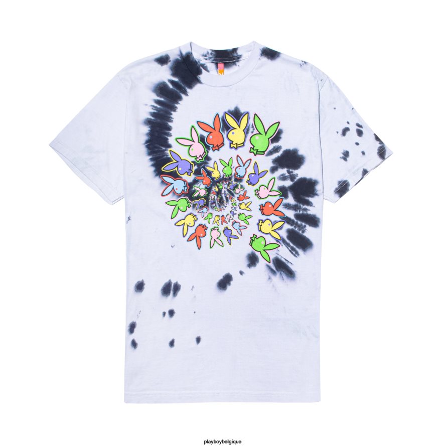 t-shirt tie-dye en spirale Playboy x Color Bars vêtements niveaux de gris Hommes 224ZVZ226