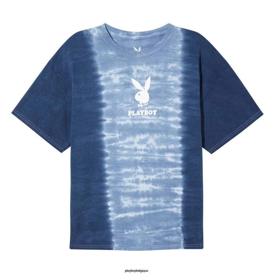 t-shirt tie-dye vertical à logo Playboy vêtements bleu nuageux Hommes 224ZVZ122