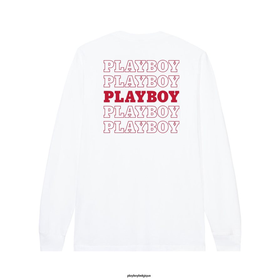 tête de mât répétitive à manches longues Playboy vêtements blanc Hommes 224ZVZ64