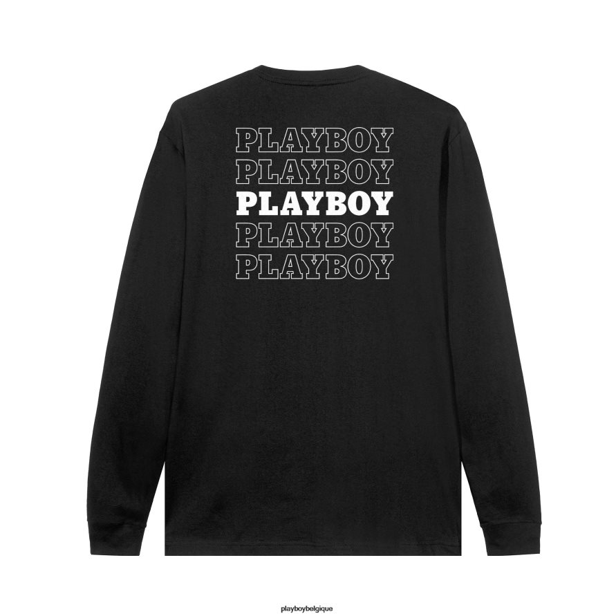 tête de mât répétitive à manches longues Playboy vêtements noir Hommes 224ZVZ62