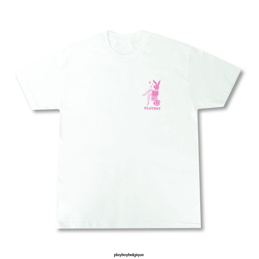 tee-shirt de chaise de dés Playboy vêtements blanc Hommes 224ZVZ137