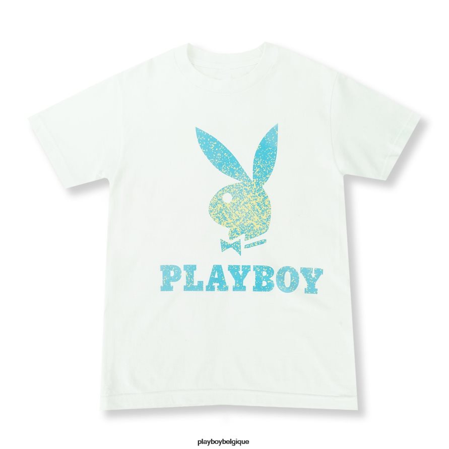 tee-shirt lapin statique Playboy vêtements blanc Hommes 224ZVZ141