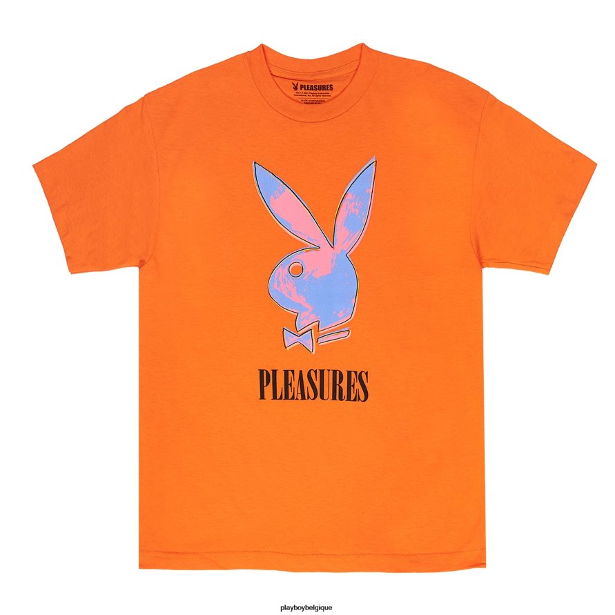 tee-shirt pop-art Playboy x Pleasures vêtements orange Hommes 224ZVZ176