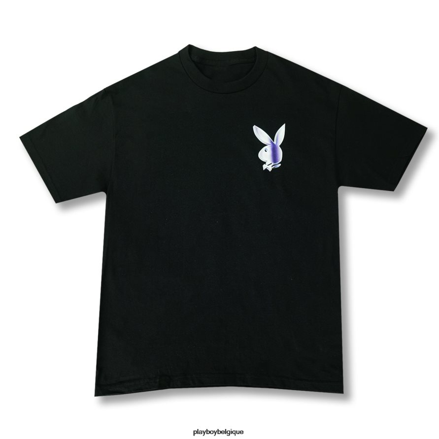 tee-shirt tête de lapin chromé Playboy vêtements noir Hommes 224ZVZ23