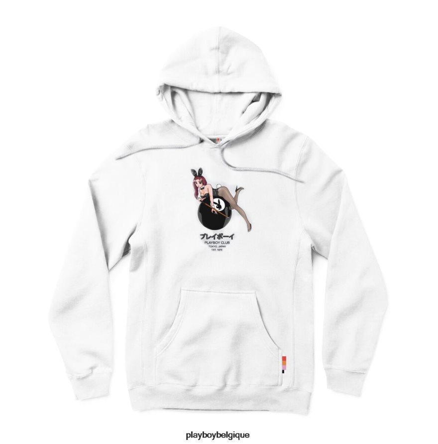 Sweat à capuche 8-Ball Tokyo Club Playboy vêtements blanc Hommes 224ZVZ347