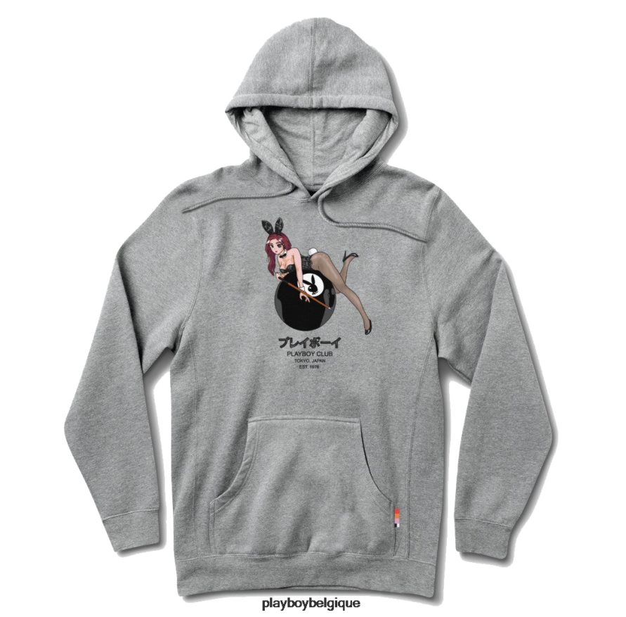 Sweat à capuche 8-Ball Tokyo Club Playboy vêtements gris chiné Hommes 224ZVZ346
