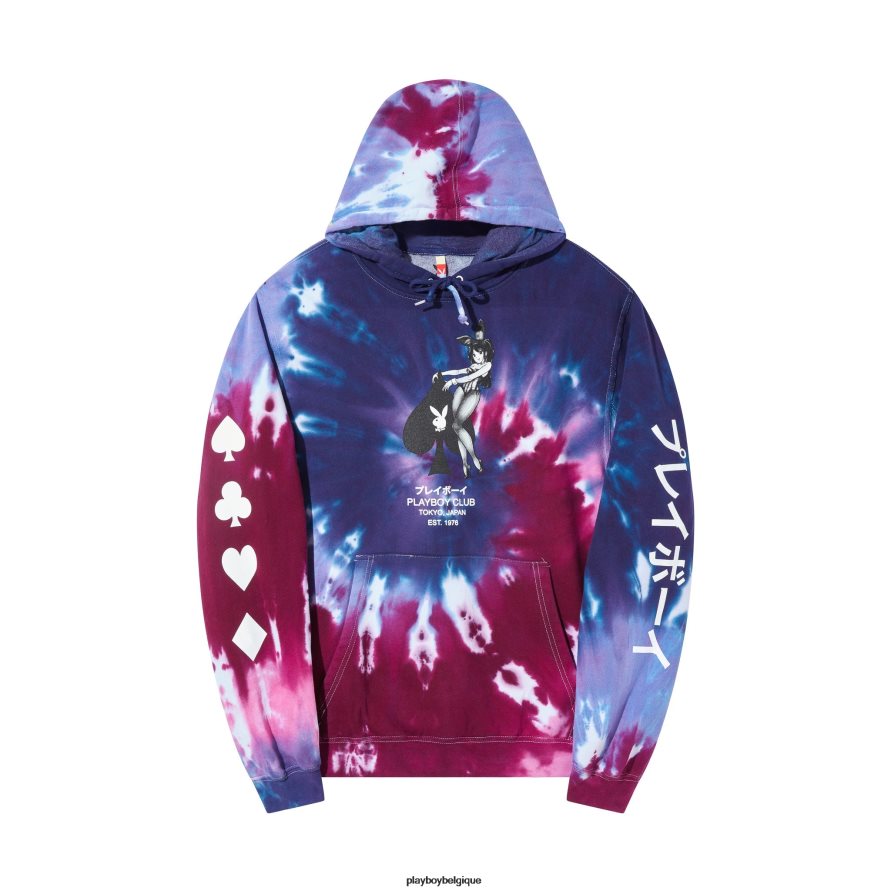 as de pique sweat à capuche tie-dye Playboy vêtements passion violette Hommes 224ZVZ483