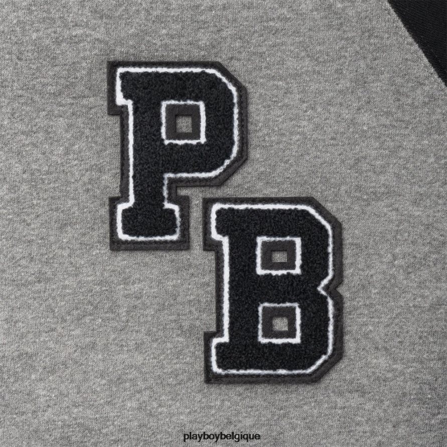 col rond universitaire Playboy vêtements gris noir Hommes 224ZVZ487