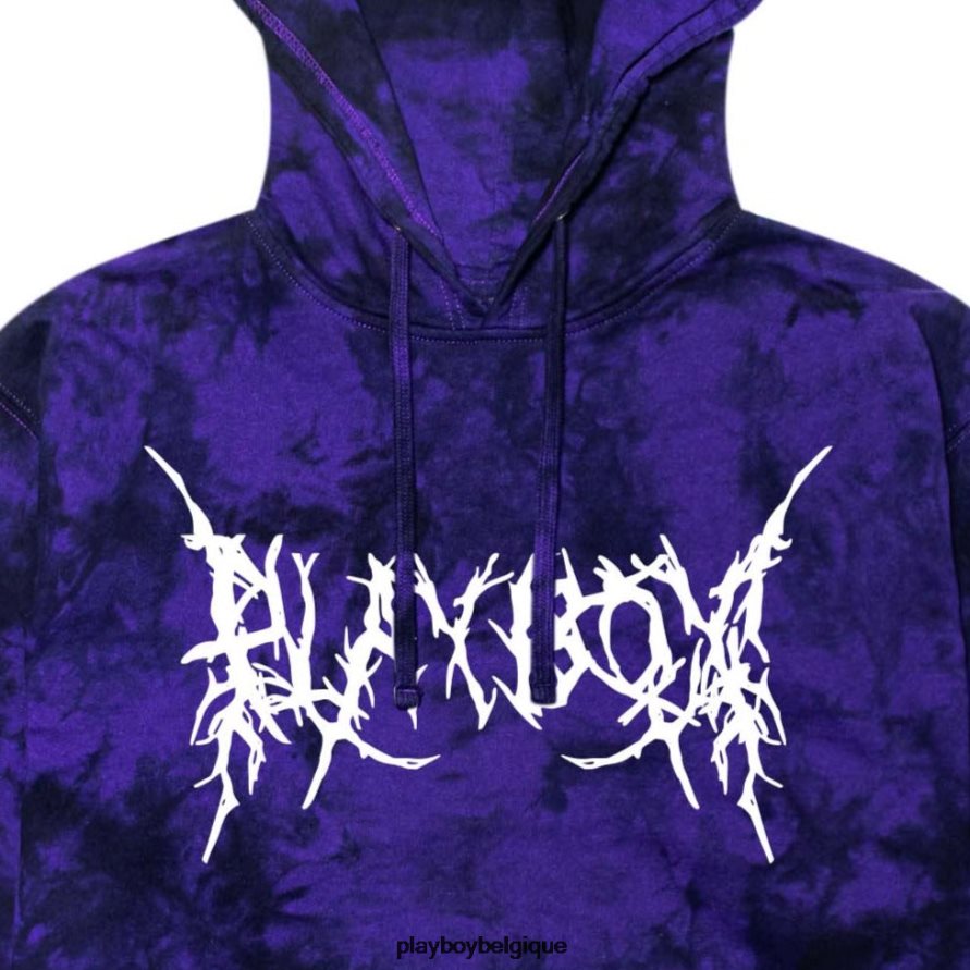 colorant de cravate de sweat à capuche de masthead branchu Playboy vêtements noir/violet Hommes 224ZVZ430