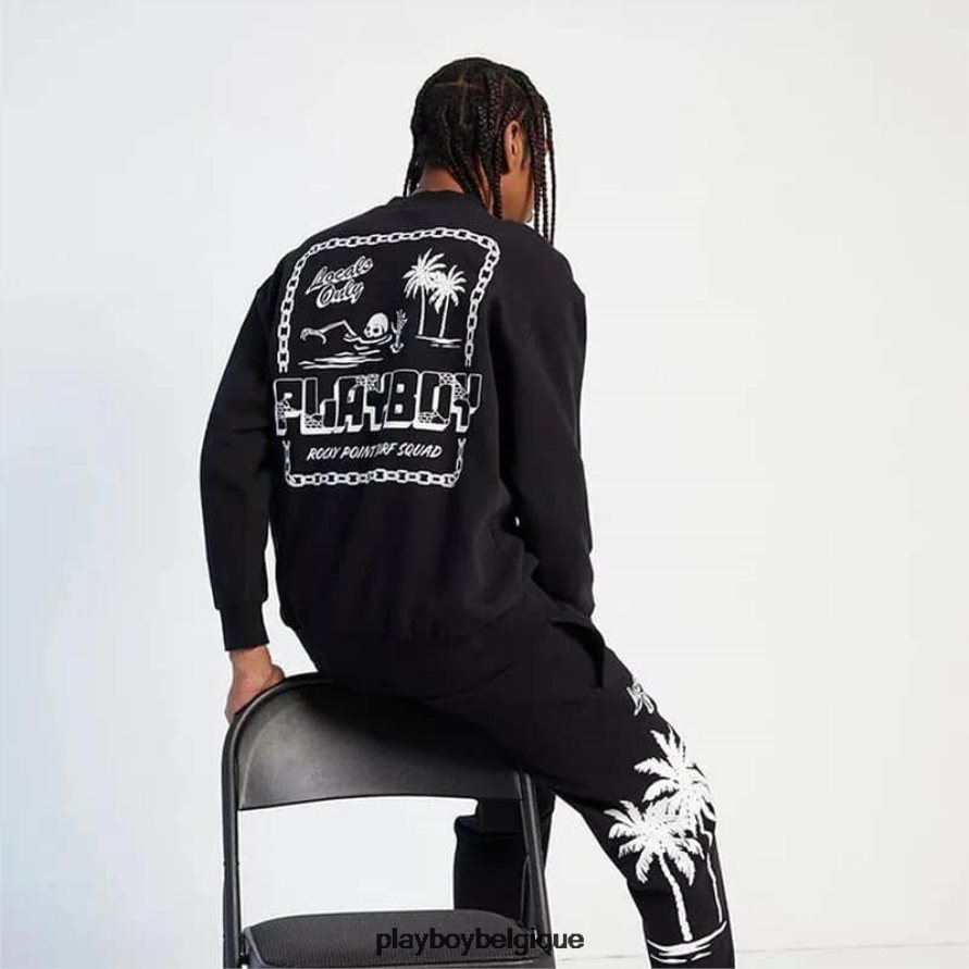 pb rocky point ras du cou Playboy vêtements noir Hommes 224ZVZ367