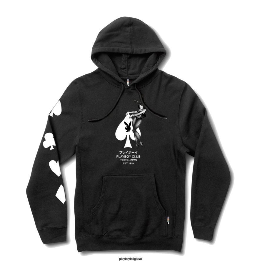 sweat à capuche as de pique Playboy vêtements noir Hommes 224ZVZ351