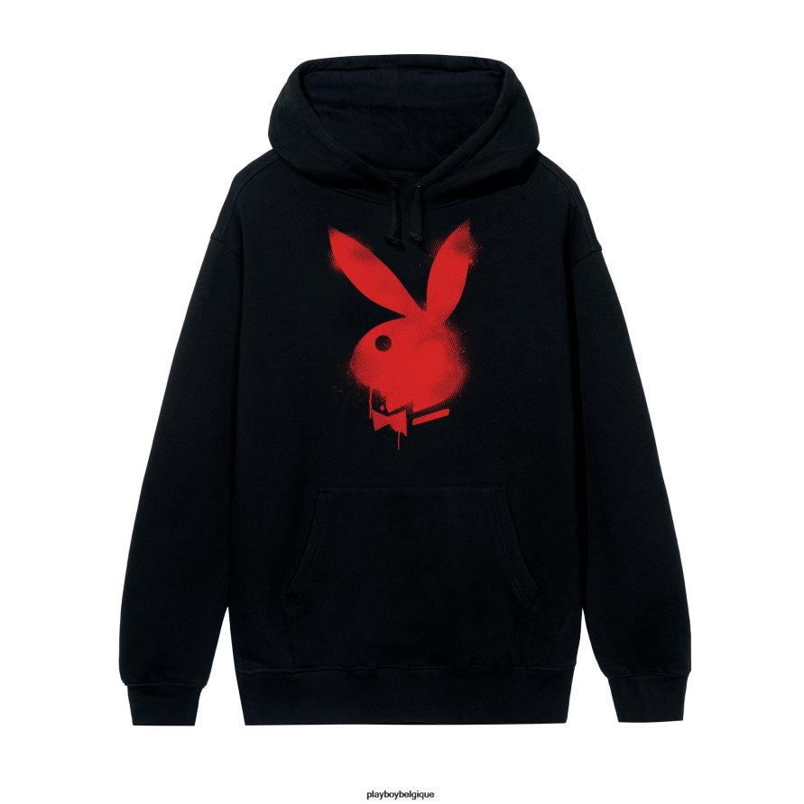 sweat à capuche avec logo peint en aérosol Playboy vêtements rouge Hommes 224ZVZ423