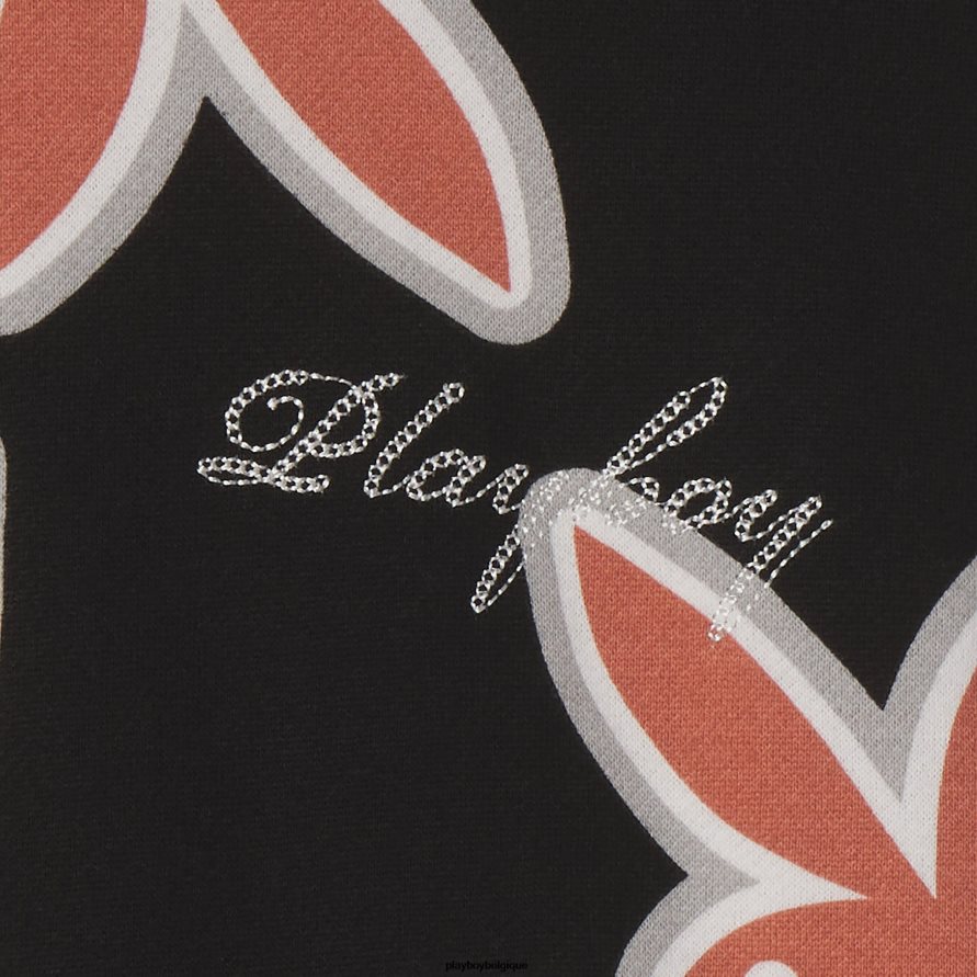 sweat à capuche avec logo tête de lapin répété Playboy vêtements noir Hommes 224ZVZ444
