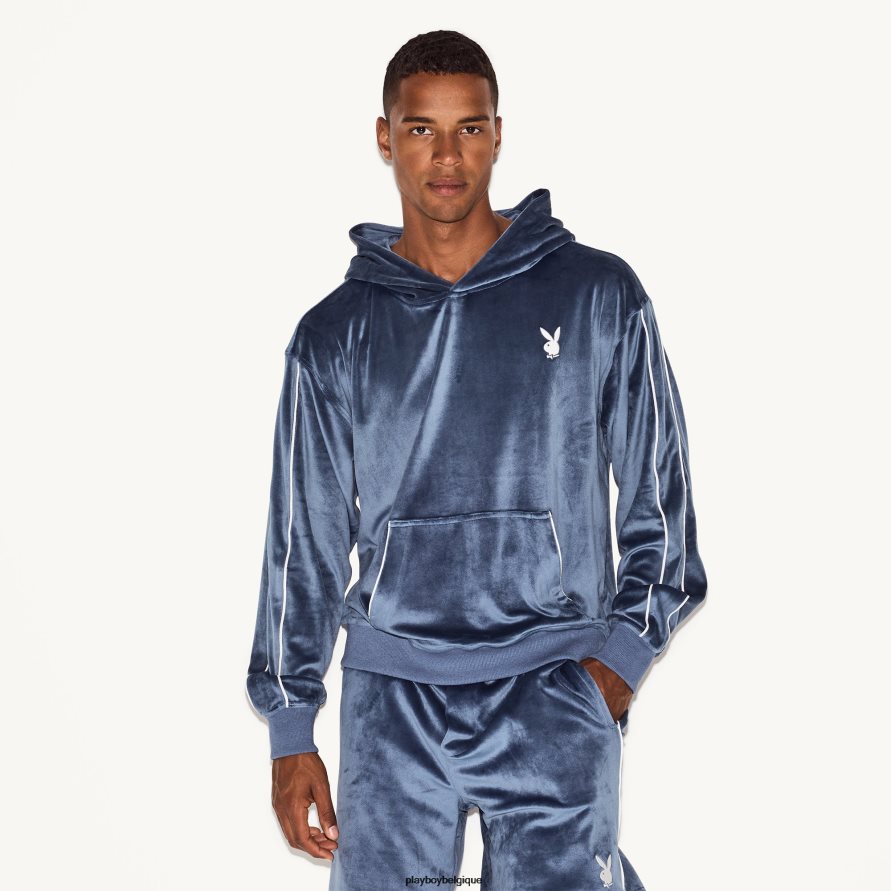 sweat à capuche en velours Playboy vêtements marine Hommes 224ZVZ432