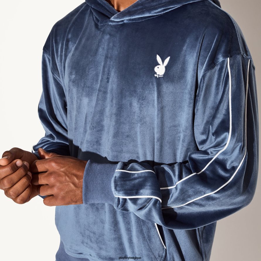 sweat à capuche en velours Playboy vêtements marine Hommes 224ZVZ432