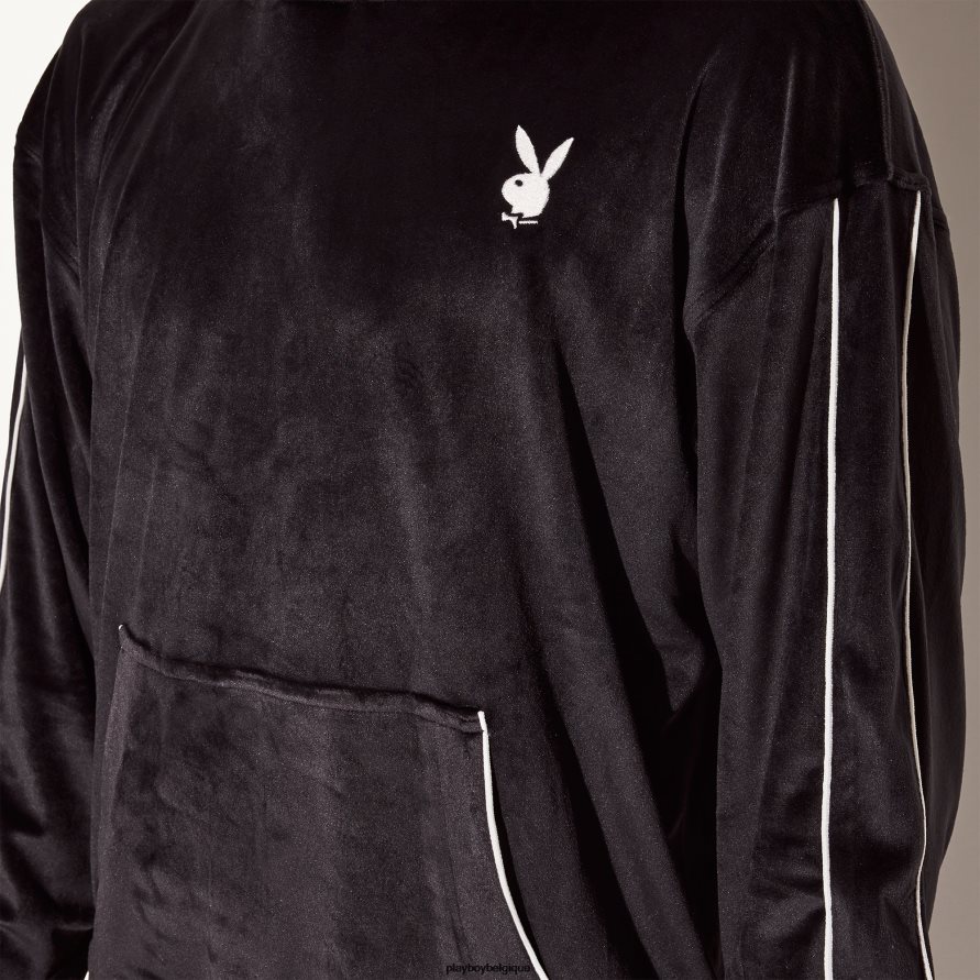 sweat à capuche en velours Playboy vêtements noir Hommes 224ZVZ433
