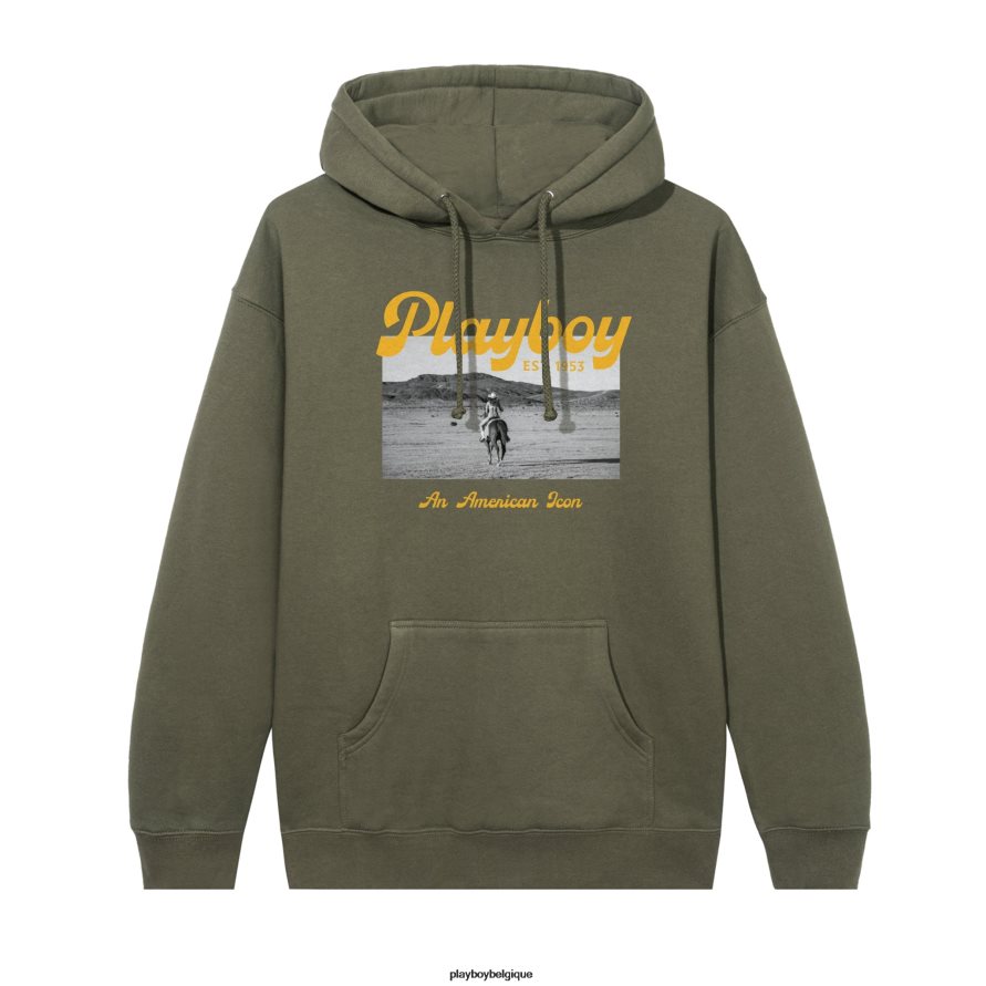 sweat à capuche icône américaine desperado Playboy vêtements olive Hommes 224ZVZ381