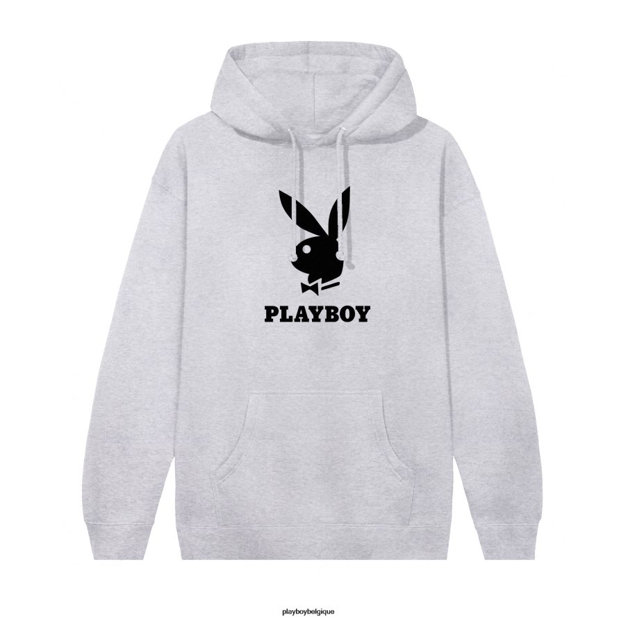 sweat à capuche à logo Playboy vêtements gris chiné Hommes 224ZVZ399