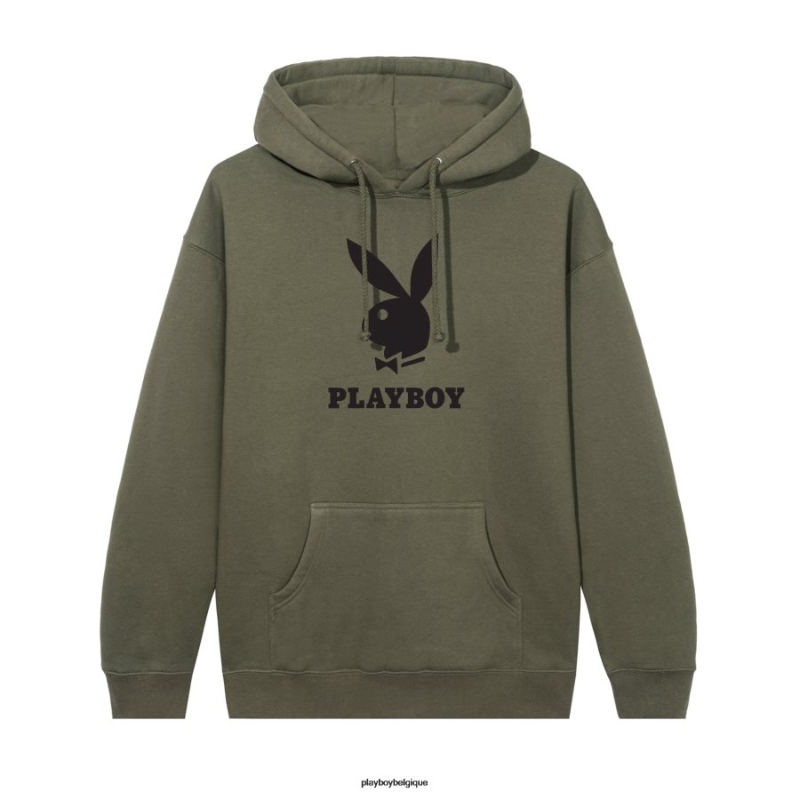 sweat à capuche à logo Playboy vêtements olive Hommes 224ZVZ398