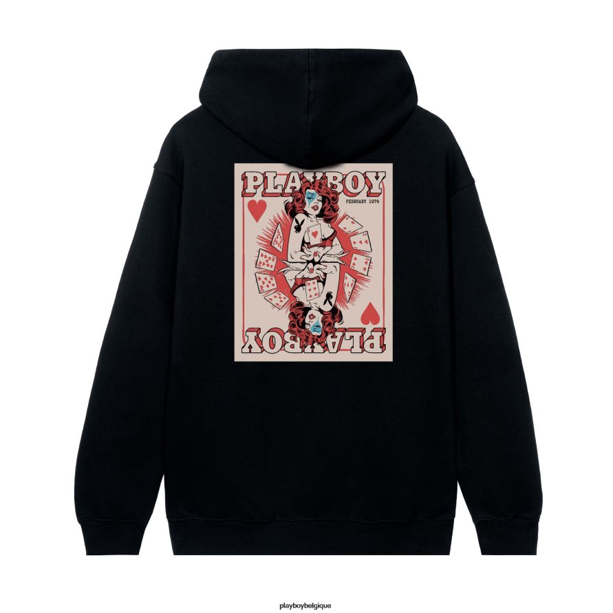 sweat à capuche reine de coeur Playboy vêtements noir Hommes 224ZVZ413