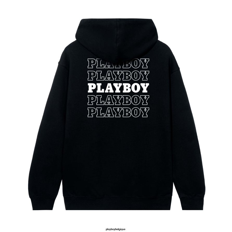 sweat à capuche à tête de mât répétitif Playboy vêtements noir Hommes 224ZVZ415