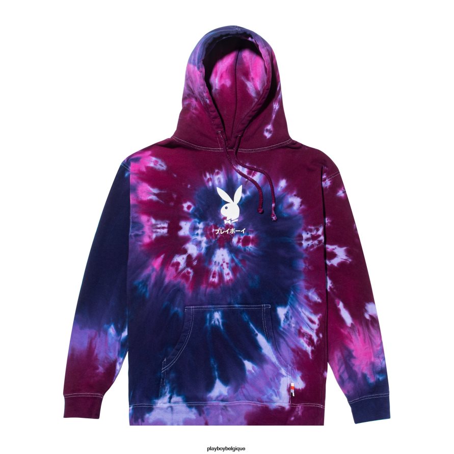 sweat à capuche tie-dye tokyo club Playboy vêtements passion violette Hommes 224ZVZ358