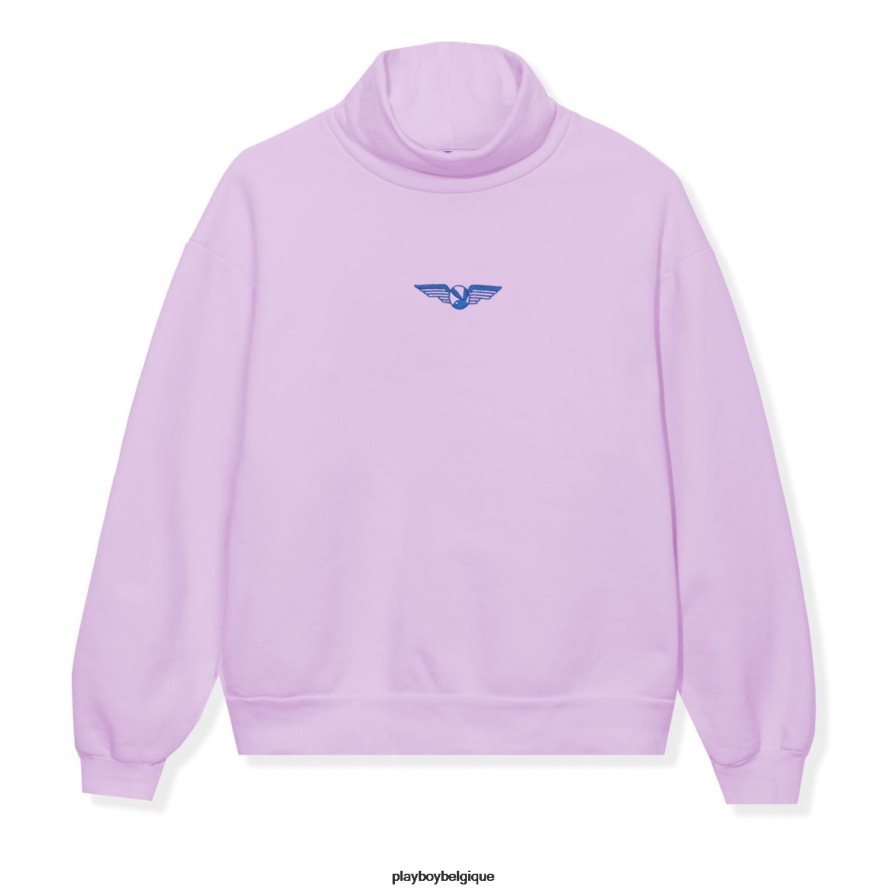sweat-shirt à col montant avec ailes d'aviation Playboy vêtements mauve Hommes 224ZVZ463
