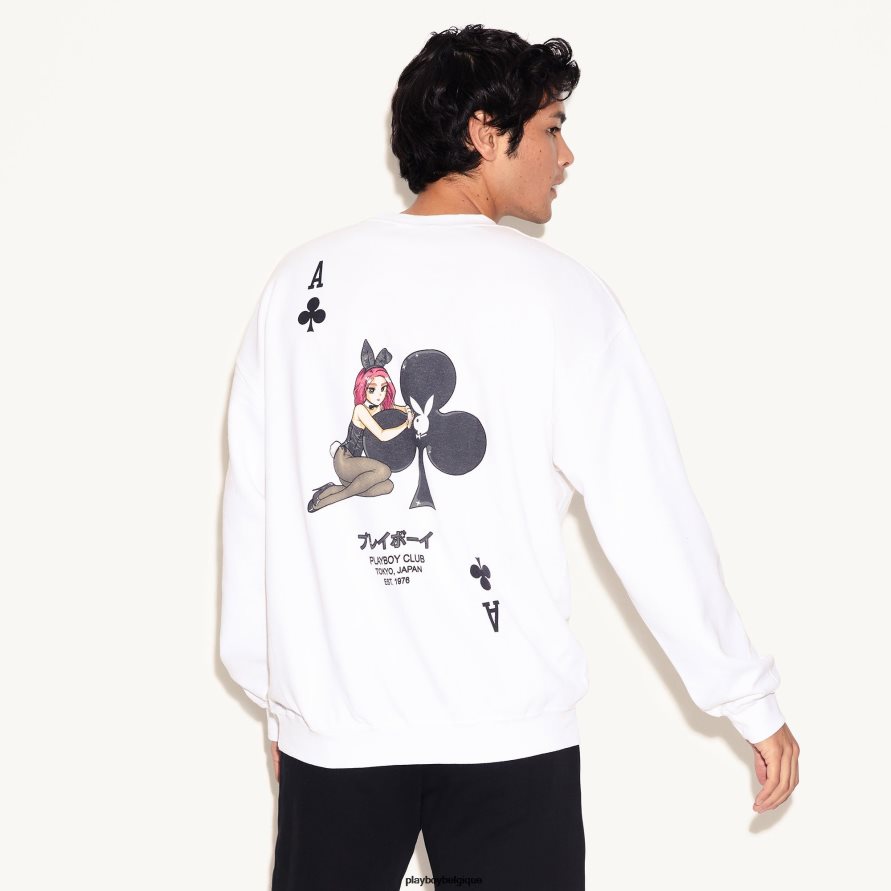 sweat-shirt ras du cou as du club Playboy vêtements blanc Hommes 224ZVZ360