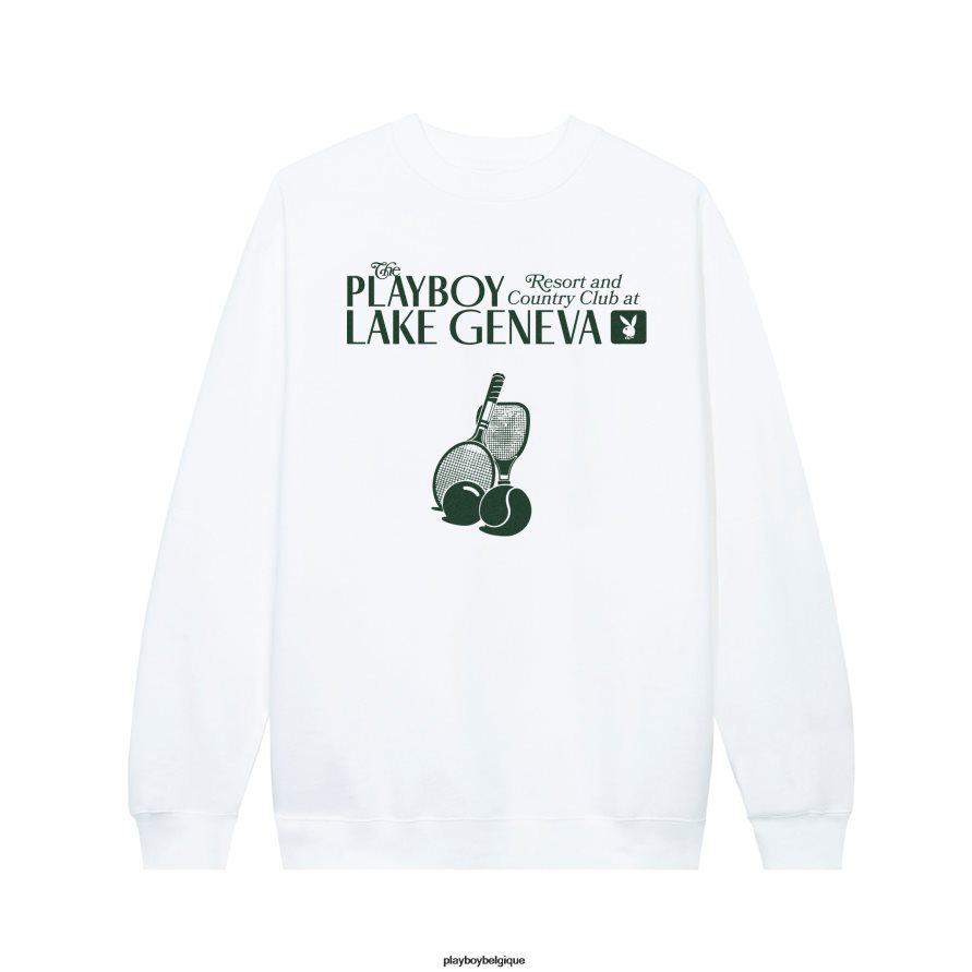 sweat-shirt ras du cou du club de tennis du lac Léman Playboy vêtements blanc Hommes 224ZVZ486