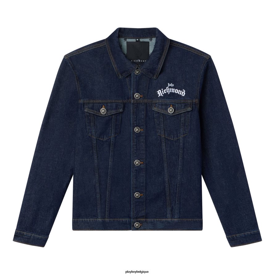 veste en jean Playboy x John Richmond vêtements bleu foncé Hommes 224ZVZ491