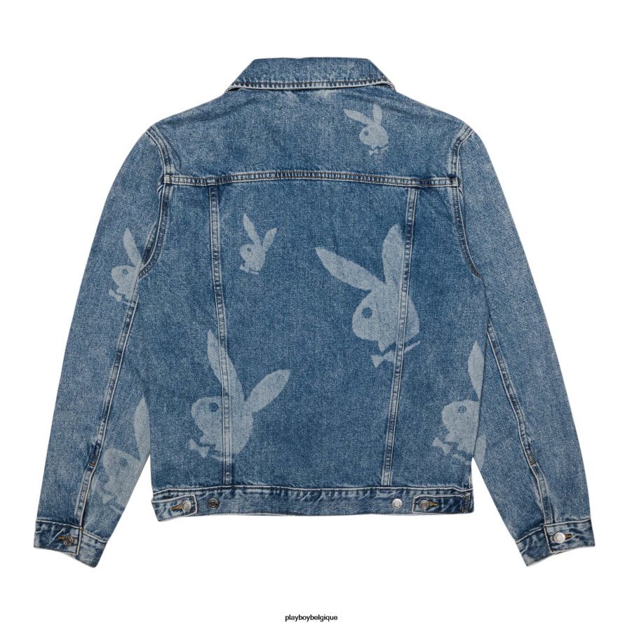 veste en jean à logo répété Playboy vêtements original Hommes 224ZVZ498