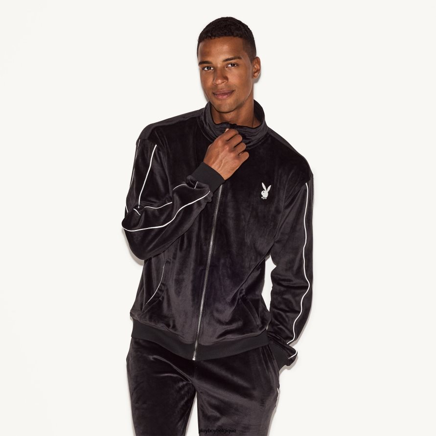 veste en velours Playboy vêtements noir Hommes 224ZVZ523