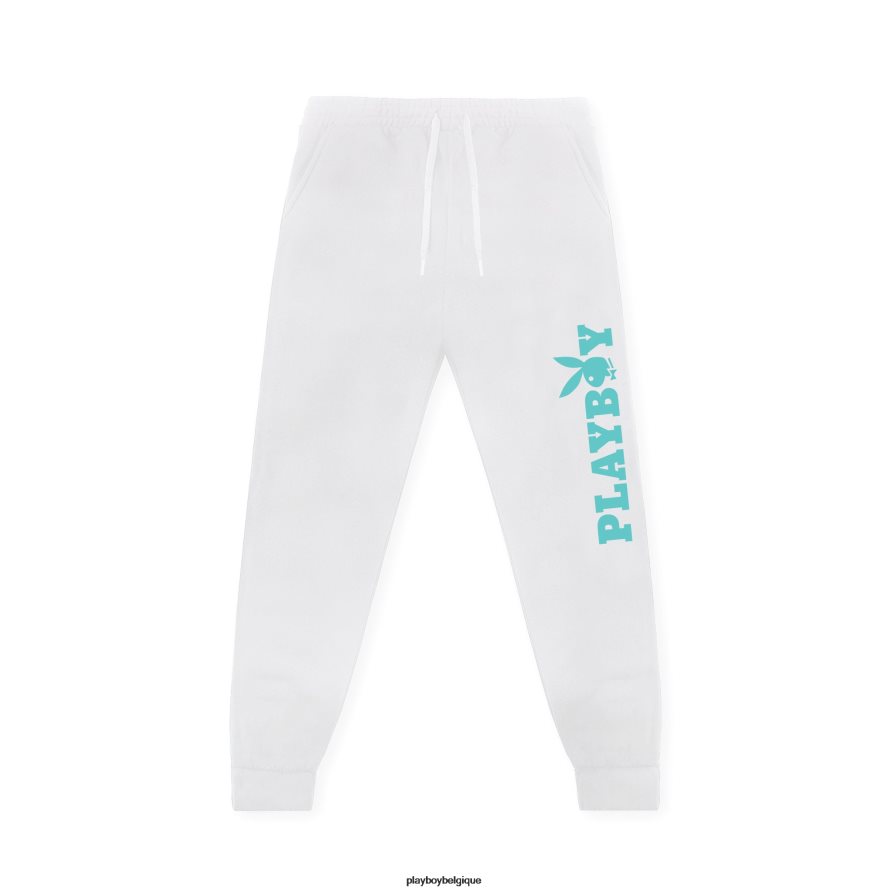 pantalon de survêtement à tête de mât Playboy vêtements blanc avec du vert Hommes 224ZVZ566