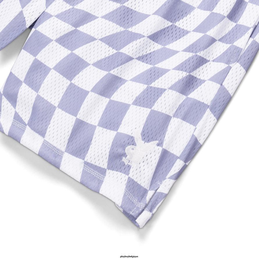 short de basket à carreaux ondulés Playboy vêtements original Hommes 224ZVZ608