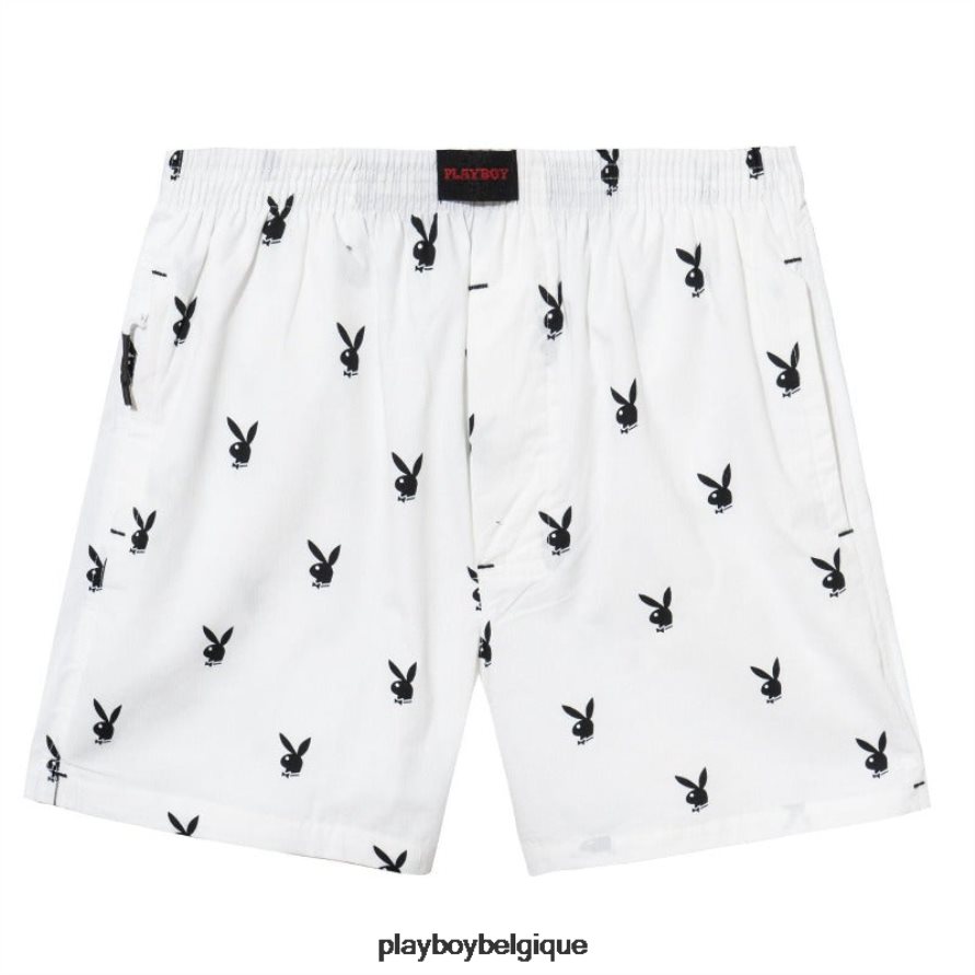 short de détente à tête de lapin à répétition Playboy vêtements blanc Hommes 224ZVZ583